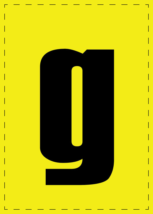 Letter g zelfklevende letters en cijferstickers zwart lettertype gele achtergrond ES-BKPVC-G-3