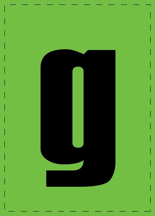 Letter g zelfklevende letters en cijferstickers zwart lettertype groen achtergrond ES-BKPVC-G-67