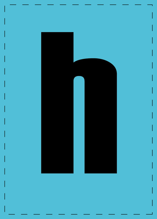 Letter h zelfklevende letters en cijferstickers zwart lettertype Blauw achtergrond ES-BKPVC-H-50
