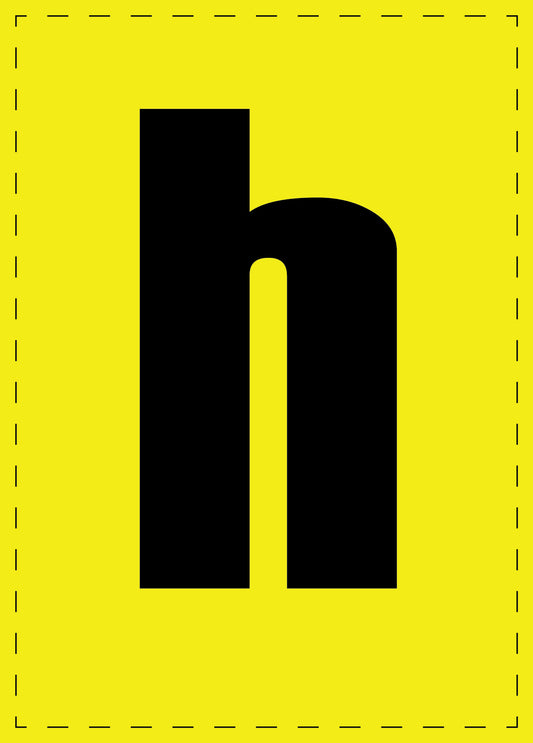 Letter h zelfklevende letters en cijferstickers zwart lettertype gele achtergrond ES-BKPVC-H-3