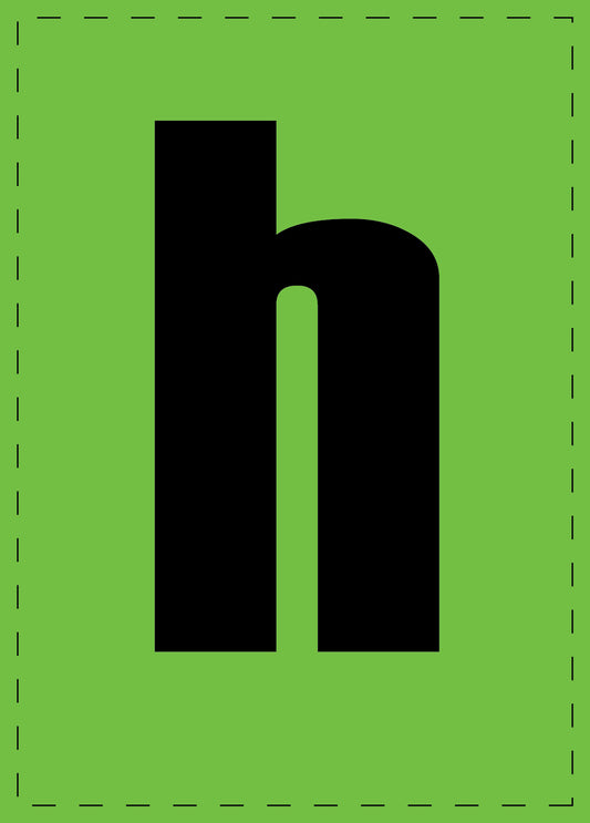 Letter h zelfklevende letters en cijferstickers zwart lettertype groen achtergrond ES-BKPVC-H-67