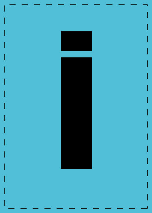 Letter i zelfklevende letters en cijferstickers zwart lettertype Blauw achtergrond ES-BKPVC-I-50