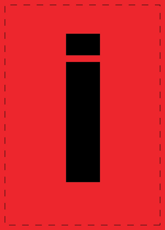 Letter i zelfklevende letters en cijferstickers zwart lettertype Rood achtergrond ES-BKPVC-I-14