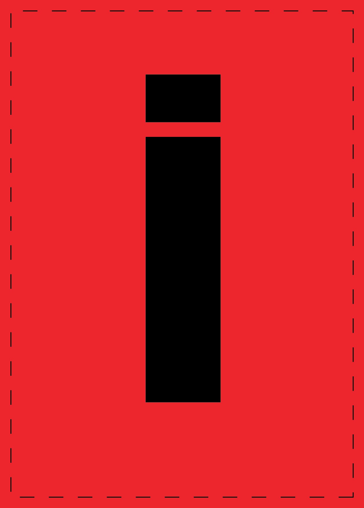 Letter i zelfklevende letters en cijferstickers zwart lettertype Rood achtergrond ES-BKPVC-I-14