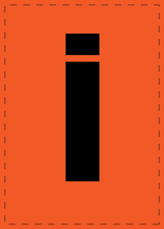 Letter i zelfklevende letters en cijferstickers zwart lettertype Oranje achtergrond ES-BKPVC-I-8