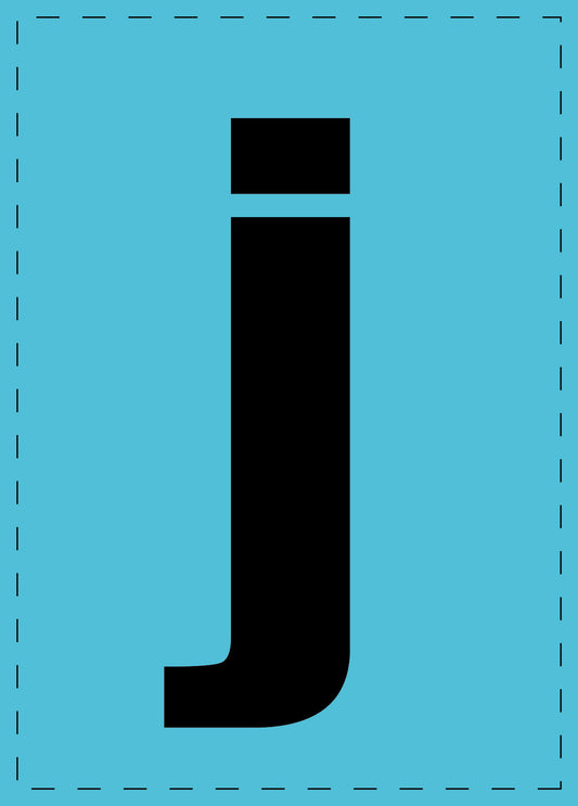Letter j zelfklevende letters en cijferstickers zwart lettertype Blauw achtergrond ES-BKPVC-J-50