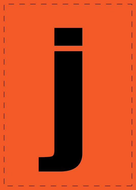 Letter j zelfklevende letters en cijferstickers zwart lettertype Oranje achtergrond ES-BKPVC-J-8