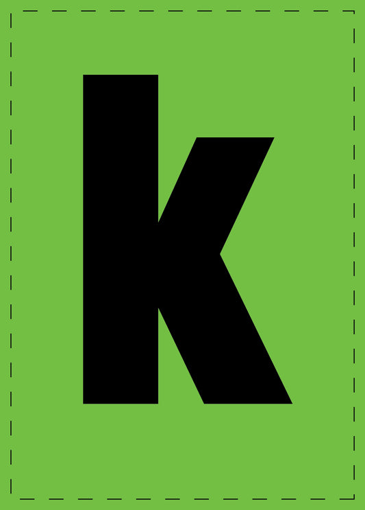 Letter k zelfklevende letters en cijferstickers zwart lettertype groen achtergrond ES-BKPVC-K-67
