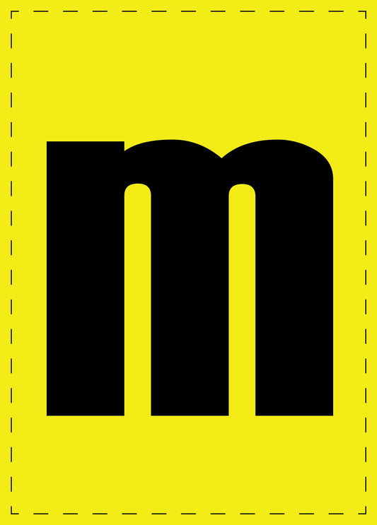 Letter m zelfklevende letters en cijferstickers zwart lettertype gele achtergrond ES-BKPVC-M-3