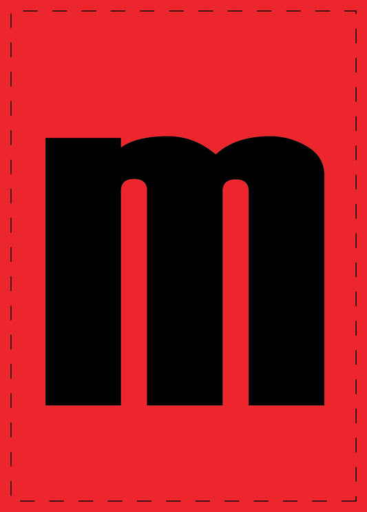 Letter m zelfklevende letters en cijferstickers zwart lettertype Rood achtergrond ES-BKPVC-M-14