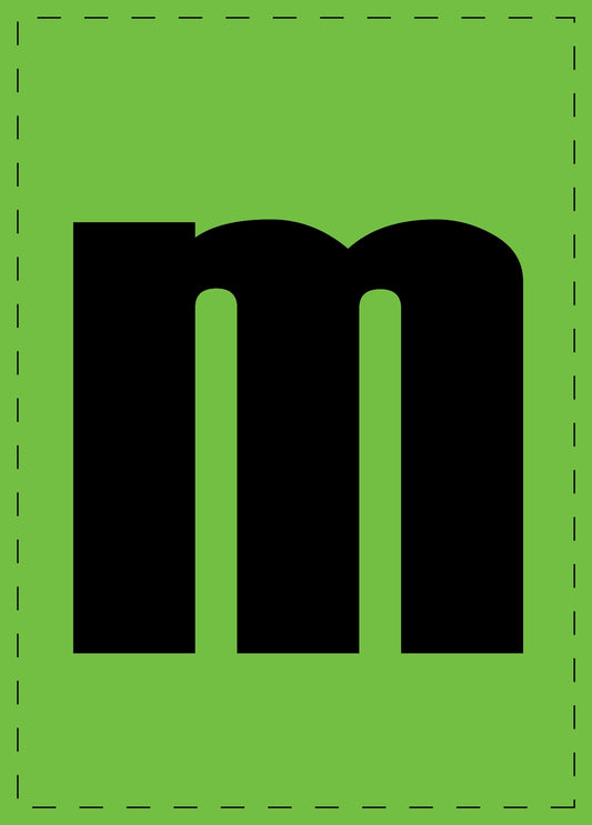Letter m zelfklevende letters en cijferstickers zwart lettertype groen achtergrond ES-BKPVC-M-67
