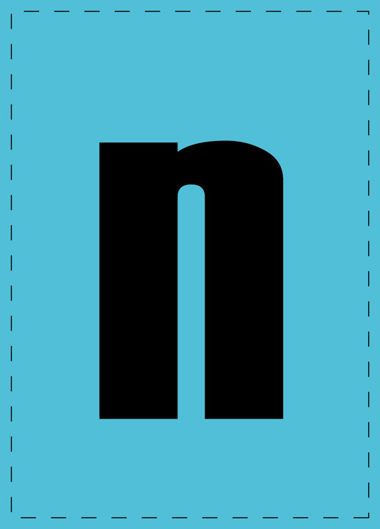 Letter n zelfklevende letters en cijferstickers zwart lettertype Blauw achtergrond ES-BKPVC-N-50