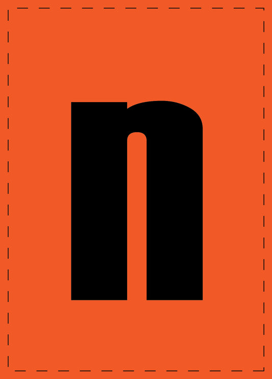 Letter n zelfklevende letters en cijferstickers zwart lettertype Oranje achtergrond ES-BKPVC-N-8