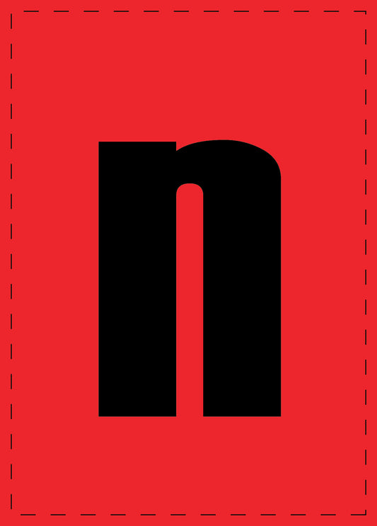 Letter n zelfklevende letters en cijferstickers zwart lettertype Rood achtergrond ES-BKPVC-N-14