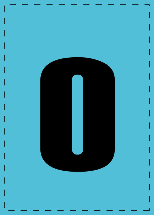 Letter o zelfklevende letters en cijferstickers zwart lettertype Blauw achtergrond ES-BKPVC-O-50