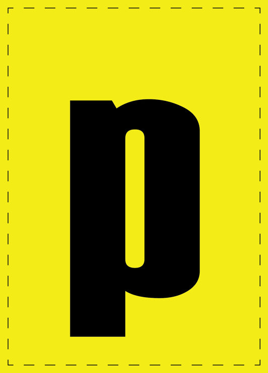 Letter p zelfklevende letters en cijferstickers zwart lettertype gele achtergrond ES-BKPVC-P-3