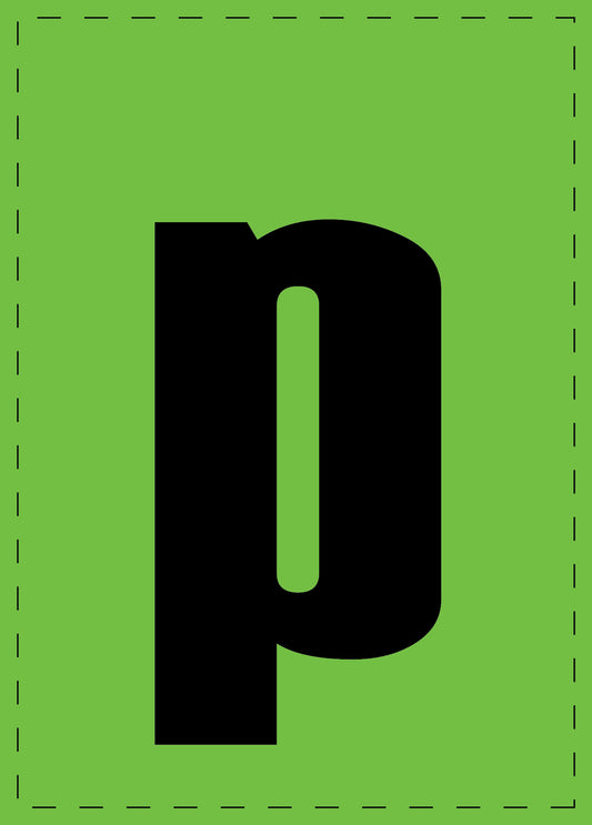 Letter p zelfklevende letters en cijferstickers zwart lettertype groen achtergrond ES-BKPVC-P-67