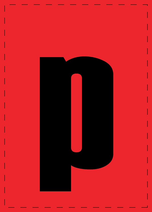 Letter p zelfklevende letters en cijferstickers zwart lettertype Rood achtergrond ES-BKPVC-P-14