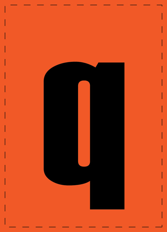 Letter q zelfklevende letters en cijferstickers zwart lettertype Oranje achtergrond ES-BKPVC-Q-8