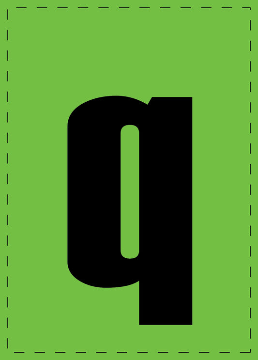 Letter q zelfklevende letters en cijferstickers zwart lettertype groen achtergrond ES-BKPVC-Q-67