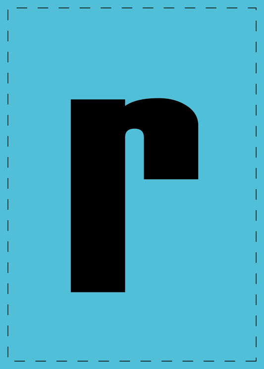 Letter r zelfklevende letters en cijferstickers zwart lettertype Blauw achtergrond ES-BKPVC-R-50
