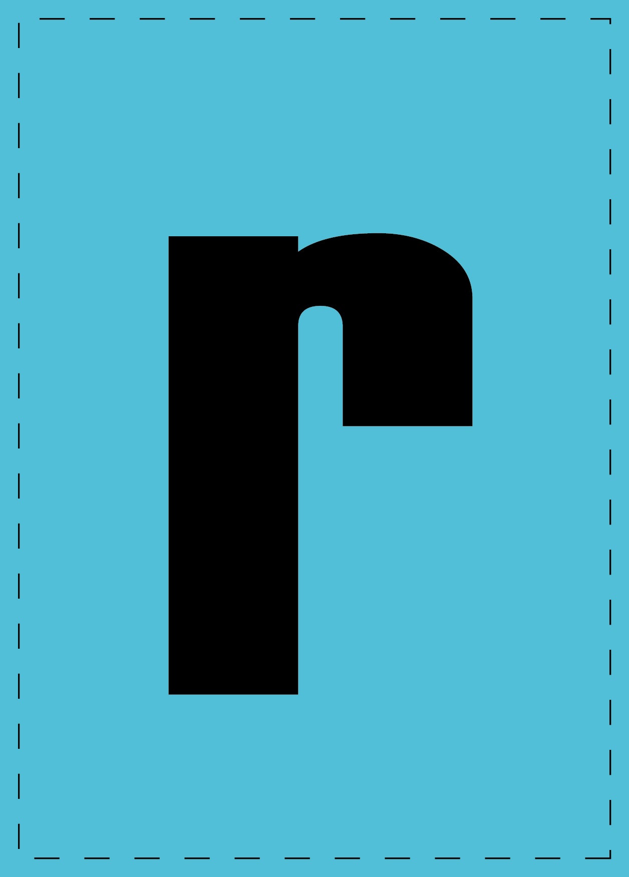 Letter r zelfklevende letters en cijferstickers zwart lettertype Blauw achtergrond ES-BKPVC-R-50