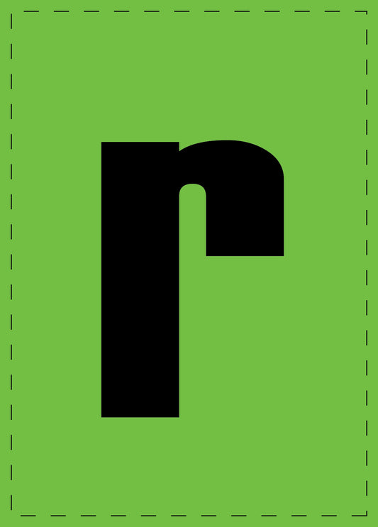 Letter r zelfklevende letters en cijferstickers zwart lettertype groen achtergrond ES-BKPVC-R-67