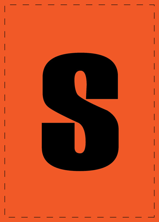 Letter s zelfklevende letters en cijferstickers zwart lettertype Oranje achtergrond ES-BKPVC-S-8