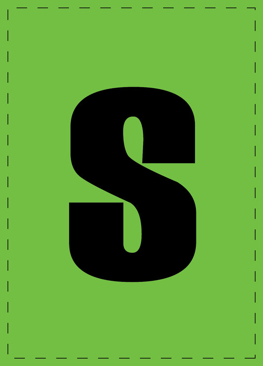 Letter s zelfklevende letters en cijferstickers zwart lettertype groen achtergrond ES-BKPVC-S-67