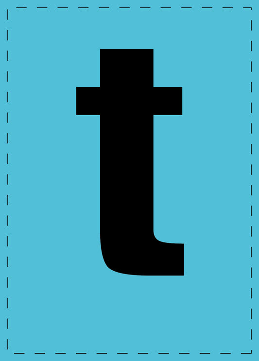 Letter t zelfklevende letters en cijferstickers zwart lettertype Blauw achtergrond ES-BKPVC-T-50