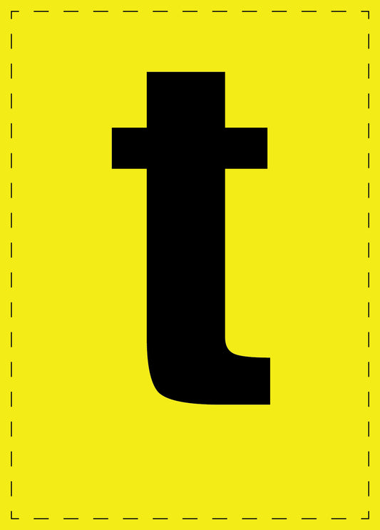 Letter t zelfklevende letters en cijferstickers zwart lettertype gele achtergrond ES-BKPVC-T-3
