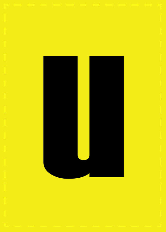 Letter u zelfklevende letters en cijferstickers zwart lettertype gele achtergrond ES-BKPVC-U-3