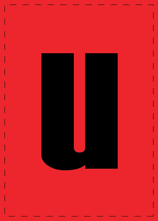 Letter u zelfklevende letters en cijferstickers zwart lettertype Rood achtergrond ES-BKPVC-U-14