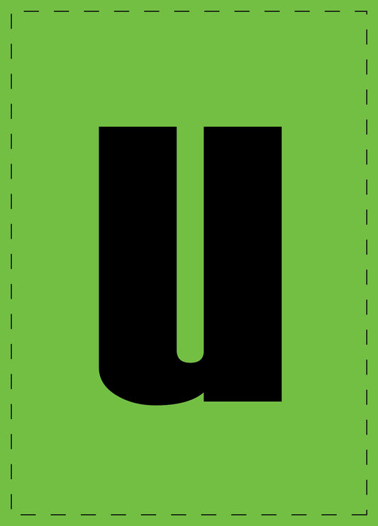 Letter u zelfklevende letters en cijferstickers zwart lettertype groen achtergrond ES-BKPVC-U-67
