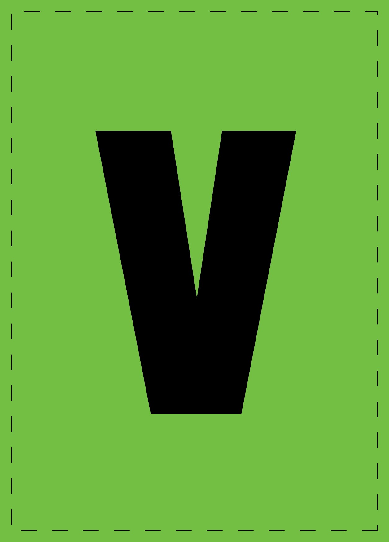 Letter v zelfklevende letters en cijferstickers zwart lettertype groen achtergrond ES-BKPVC-V-67
