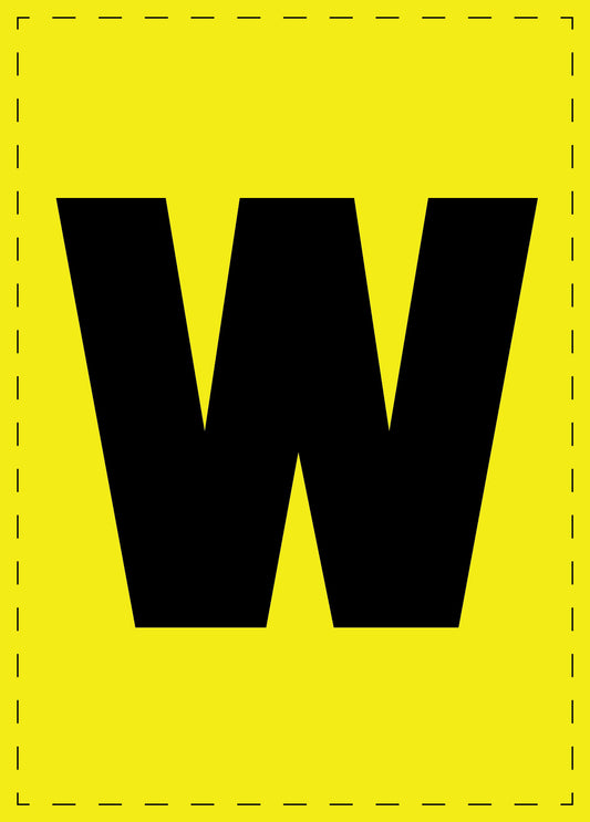 Letter w zelfklevende letters en cijferstickers zwart lettertype gele achtergrond ES-BKPVC-W-3