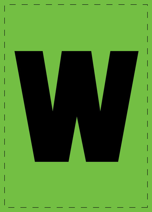 Letter w zelfklevende letters en cijferstickers zwart lettertype groen achtergrond ES-BKPVC-W-67