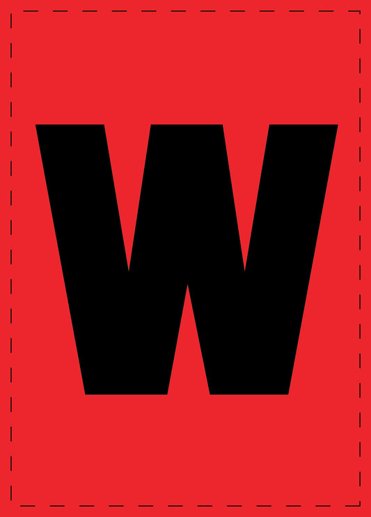 Letter w zelfklevende letters en cijferstickers zwart lettertype Rood achtergrond ES-BKPVC-W-14