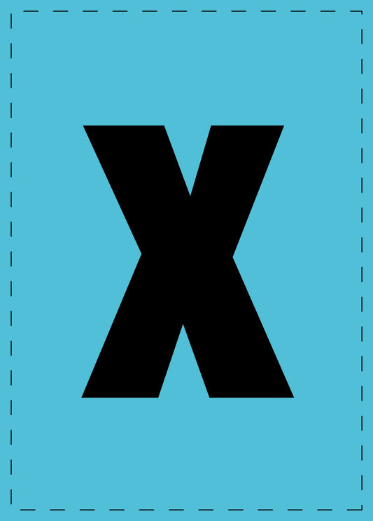 Letter x zelfklevende letters en cijferstickers zwart lettertype Blauw achtergrond ES-BKPVC-X-50