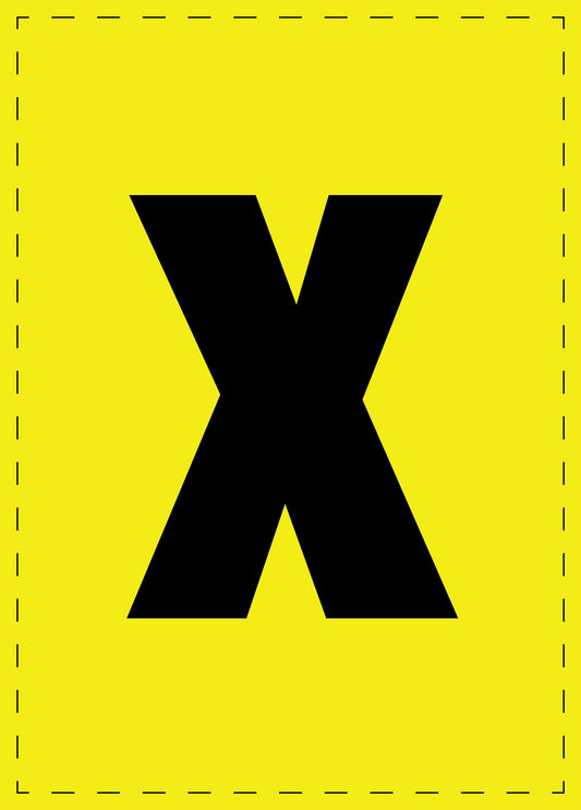 Letter x zelfklevende letters en cijferstickers zwart lettertype gele achtergrond ES-BKPVC-X-3