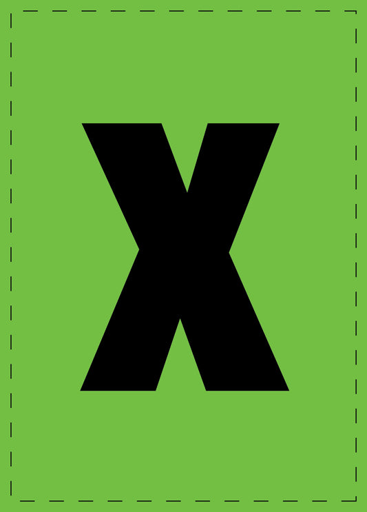 Letter x zelfklevende letters en cijferstickers zwart lettertype groen achtergrond ES-BKPVC-X-67