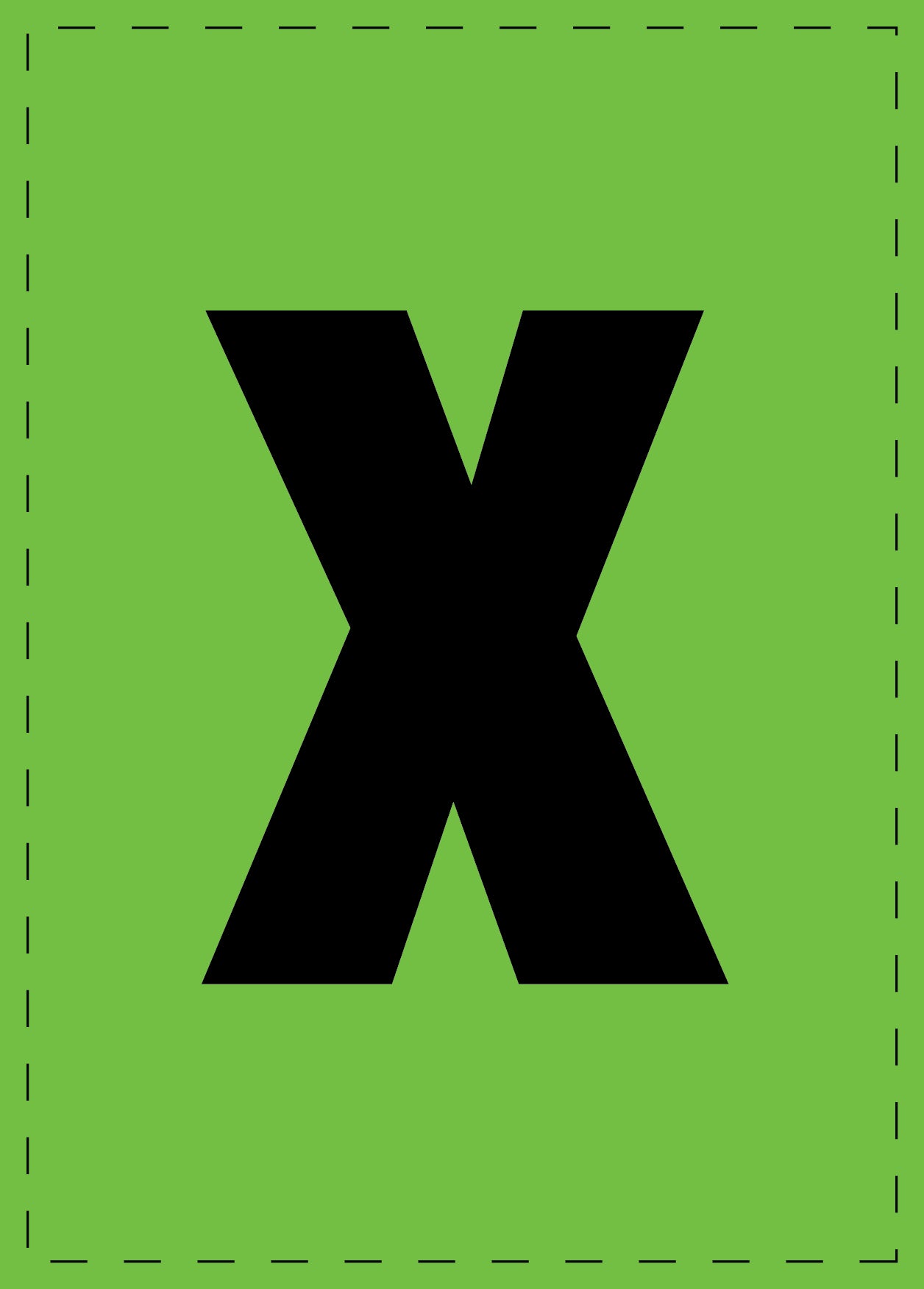 Letter x zelfklevende letters en cijferstickers zwart lettertype groen achtergrond ES-BKPVC-X-67