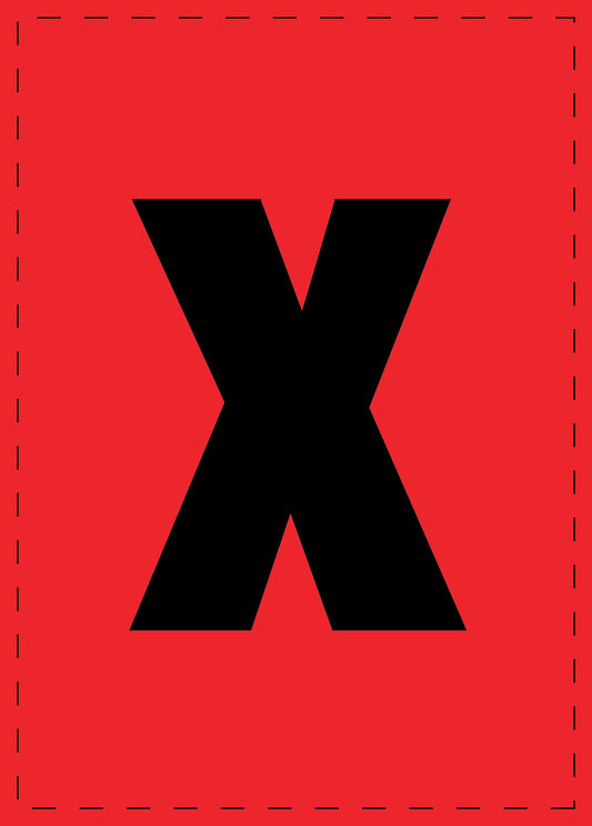 Letter x zelfklevende letters en cijferstickers zwart lettertype Rood achtergrond ES-BKPVC-X-14