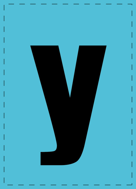 Letter y zelfklevende letters en cijferstickers zwart lettertype Blauw achtergrond ES-BKPVC-Y-50