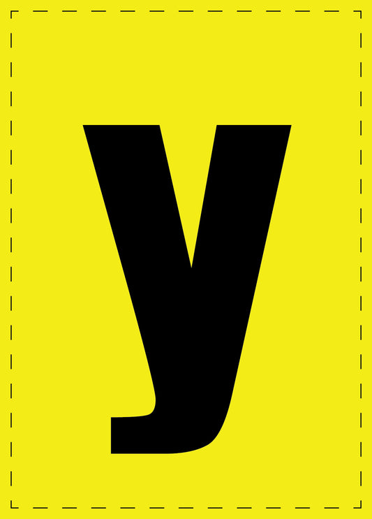 Letter y zelfklevende letters en cijferstickers zwart lettertype gele achtergrond ES-BKPVC-Y-3