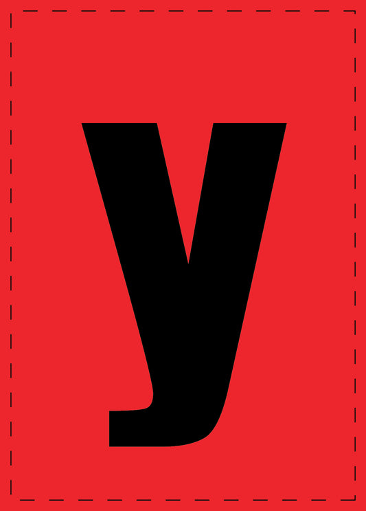 Letter y zelfklevende letters en cijferstickers zwart lettertype Rood achtergrond ES-BKPVC-Y-14