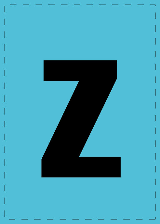 Letter z zelfklevende letters en cijferstickers zwart lettertype Blauw achtergrond ES-BKPVC-Z-50