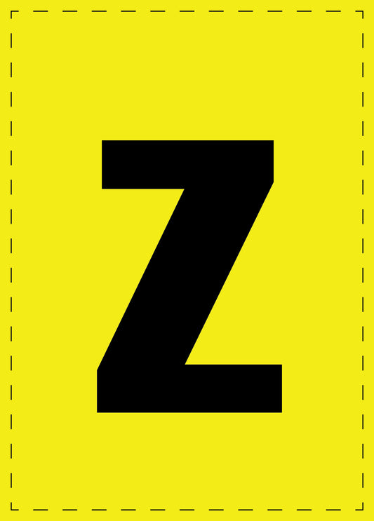 Letter z zelfklevende letters en cijferstickers zwart lettertype gele achtergrond ES-BKPVC-Z-3