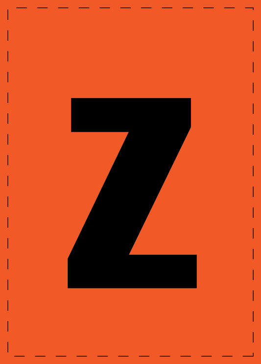 Letter z zelfklevende letters en cijferstickers zwart lettertype Oranje achtergrond ES-BKPVC-Z-8