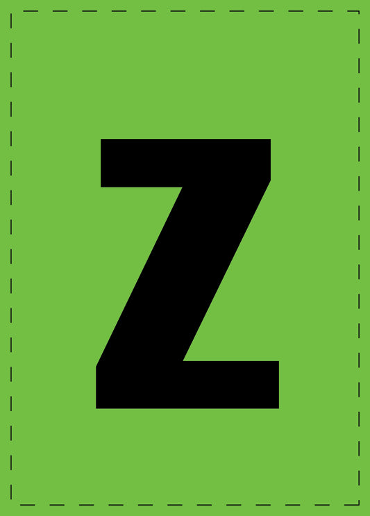 Letter z zelfklevende letters en cijferstickers zwart lettertype groen achtergrond ES-BKPVC-Z-67